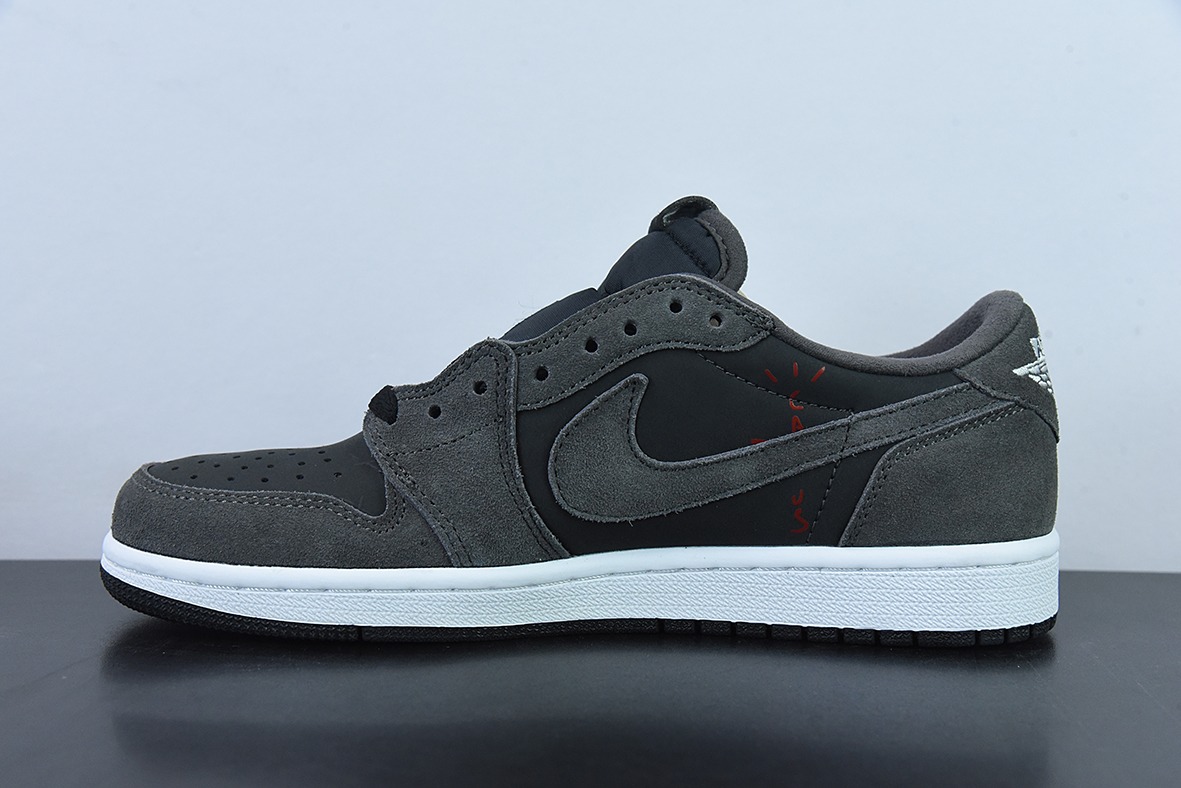 Travis Scott x NK Air Jordan 1 Low AJ1 TS倒钩低帮休闲板鞋 黑灰货号：CQ4277-003