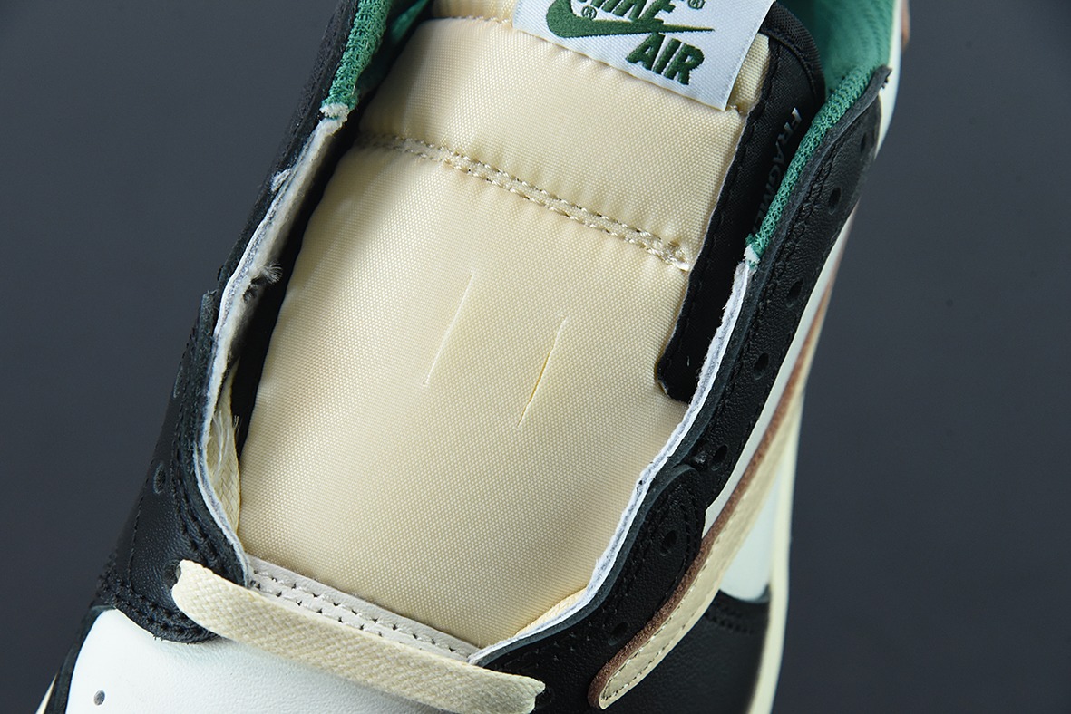 Travis Scott x NK Air Jordan 1 Low AJ1 TS倒钩低帮休闲板鞋 黑绿 货号:DM7866- 128