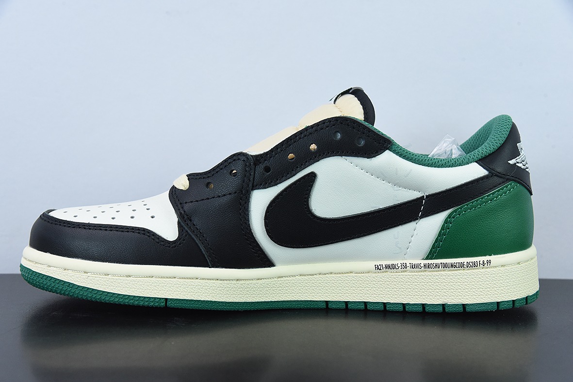 Travis Scott x NK Air Jordan 1 Low AJ1 TS倒钩低帮休闲板鞋 黑绿 货号:DM7866- 128