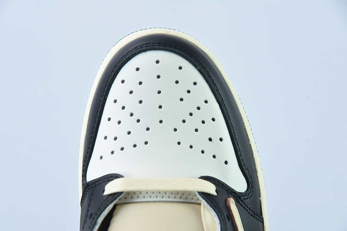 Travis Scott x NK Air Jordan 1 Low AJ1 TS倒钩低帮休闲板鞋 黑绿 货号:DM7866- 128