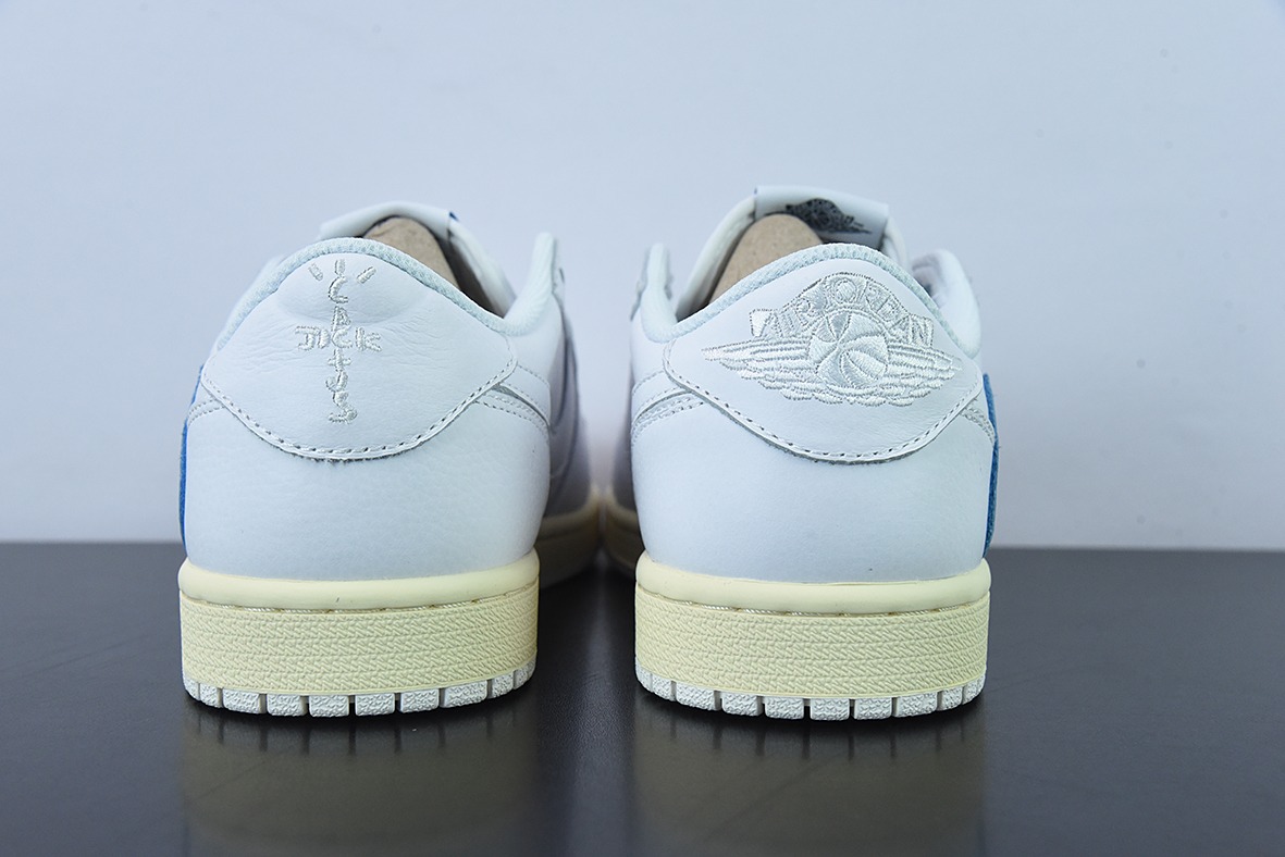 Travis Scott x NK Air Jordan 1 Low AJ1 TS倒钩低帮休闲板鞋 白蓝 货号:CQ3277-100