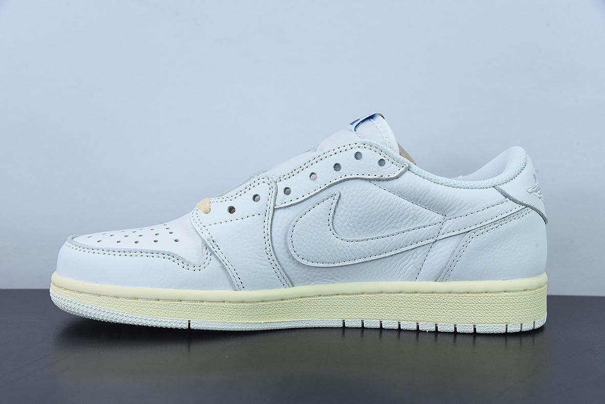 Travis Scott x NK Air Jordan 1 Low AJ1 TS倒钩低帮休闲板鞋 白蓝 货号:CQ3277-100