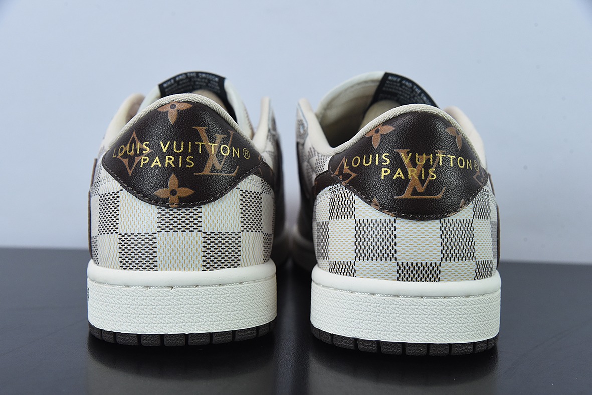 LV 路易威登 x NK Air Jordan 1 Low AJ1 TS倒钩低帮 老花格子 货号:LK 0221