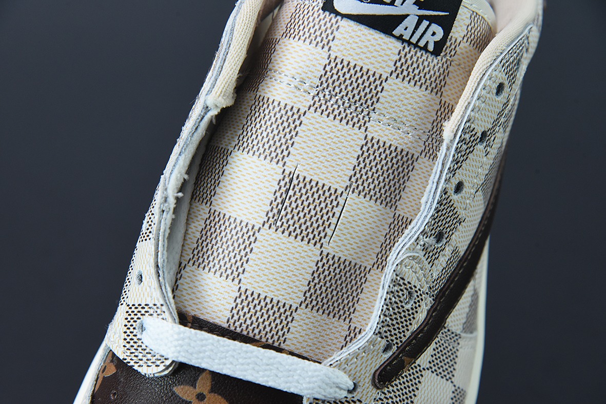 LV 路易威登 x NK Air Jordan 1 Low AJ1 TS倒钩低帮 老花格子 货号:LK 0221