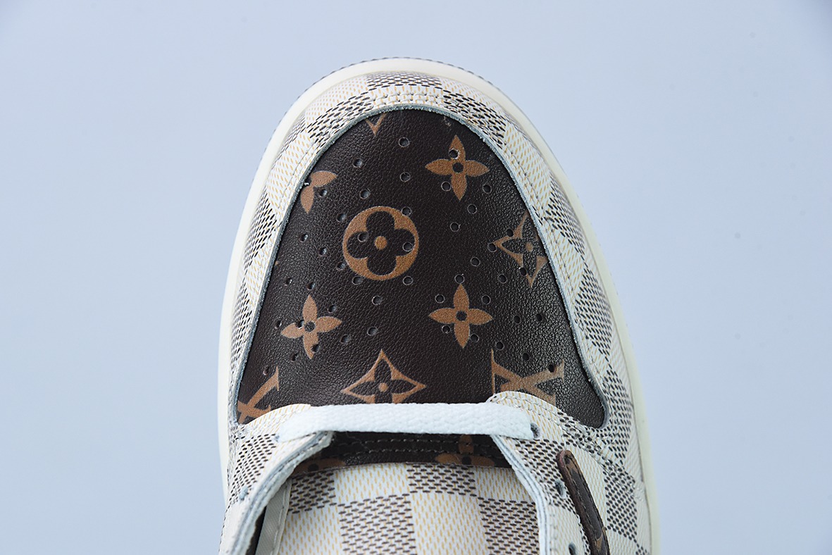 LV 路易威登 x NK Air Jordan 1 Low AJ1 TS倒钩低帮 老花格子 货号:LK 0221