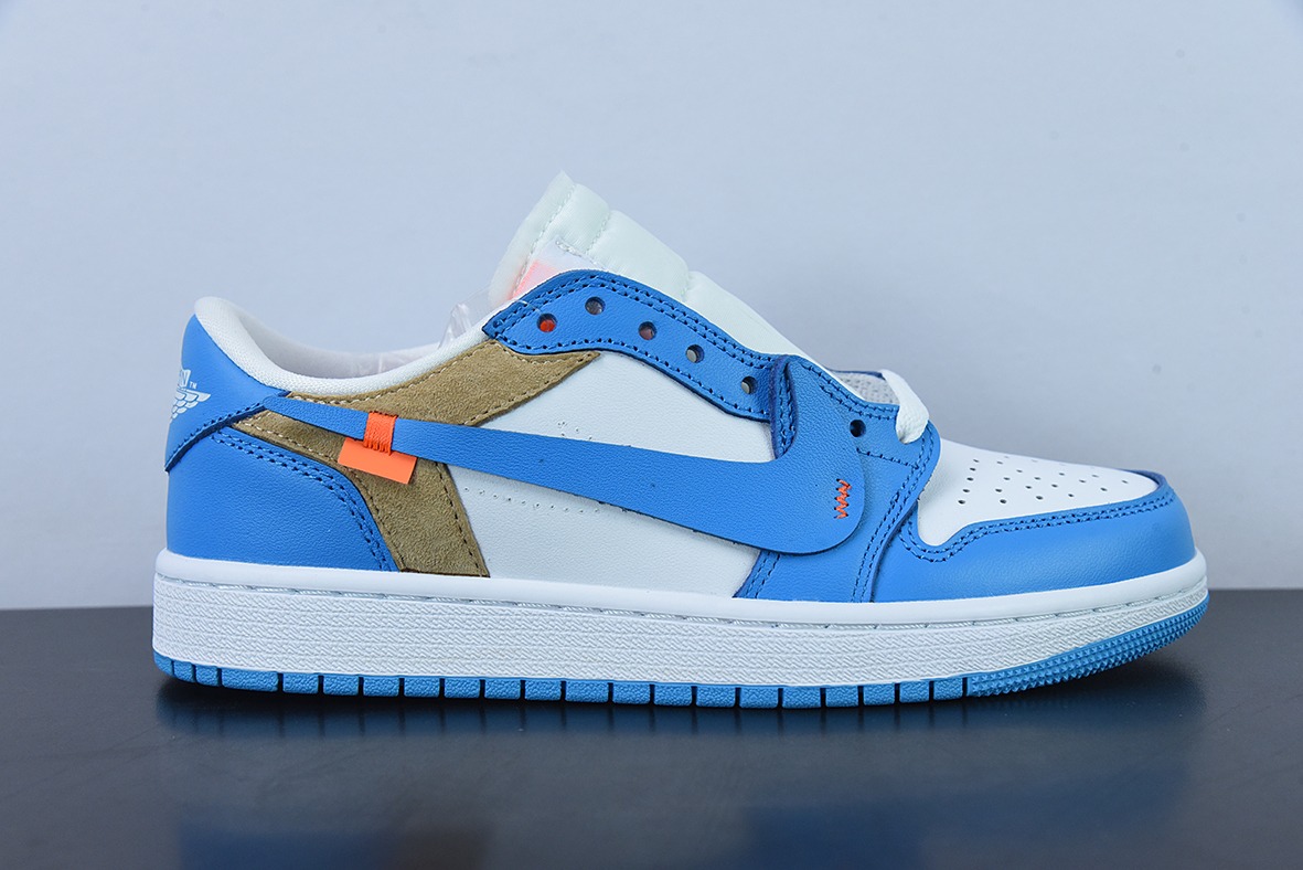 Air Jordan 1 LOW  OG 低帮倒勾  OW白蓝休闲板鞋 反向脚趾货号：CZ0790-148
