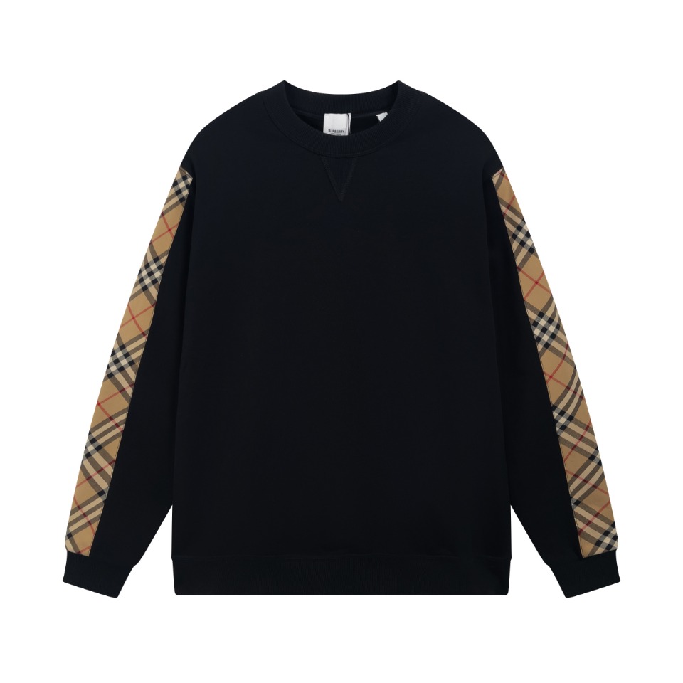 Burberry Kleidung Sweatshirts Schwarz Spleißen Unisex Baumwolle Herbst/Winter Kollektion Fashion