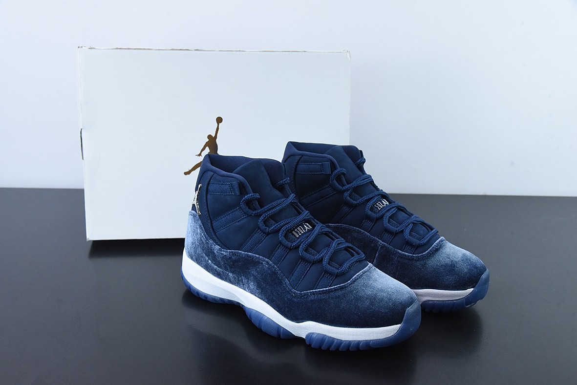 Air Jordan 11 Velvet "Midnight Navy" AJ11 乔11灯芯绒午夜蓝高帮男女同款篮球鞋 货号AR0715-441