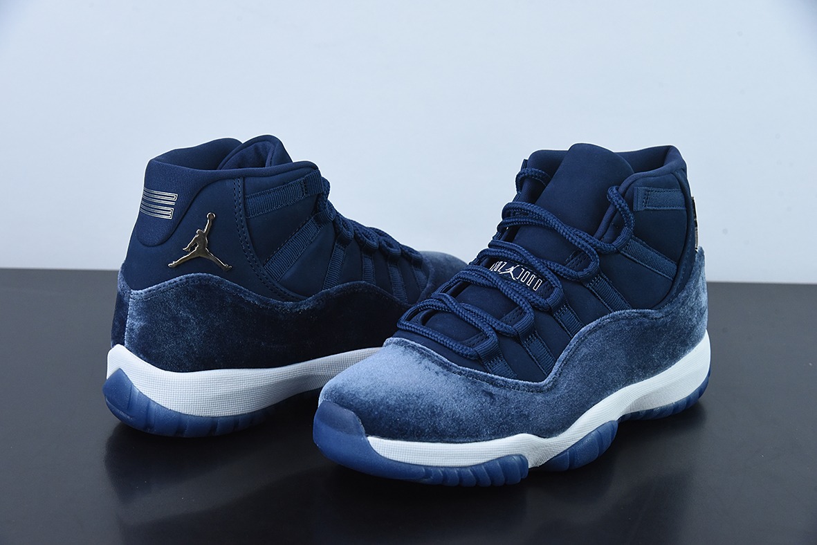 Air Jordan 11 Velvet "Midnight Navy" AJ11 乔11灯芯绒午夜蓝高帮男女同款篮球鞋 货号AR0715-441
