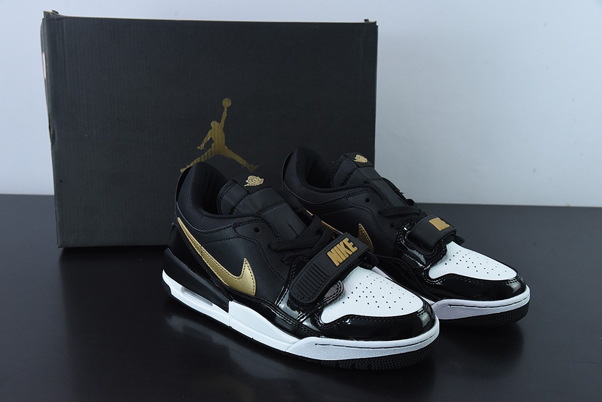 Air Jordan Legacy AJ312 头层 魔术贴三合一板鞋 “漆皮黑金” 货号:CD7069 071