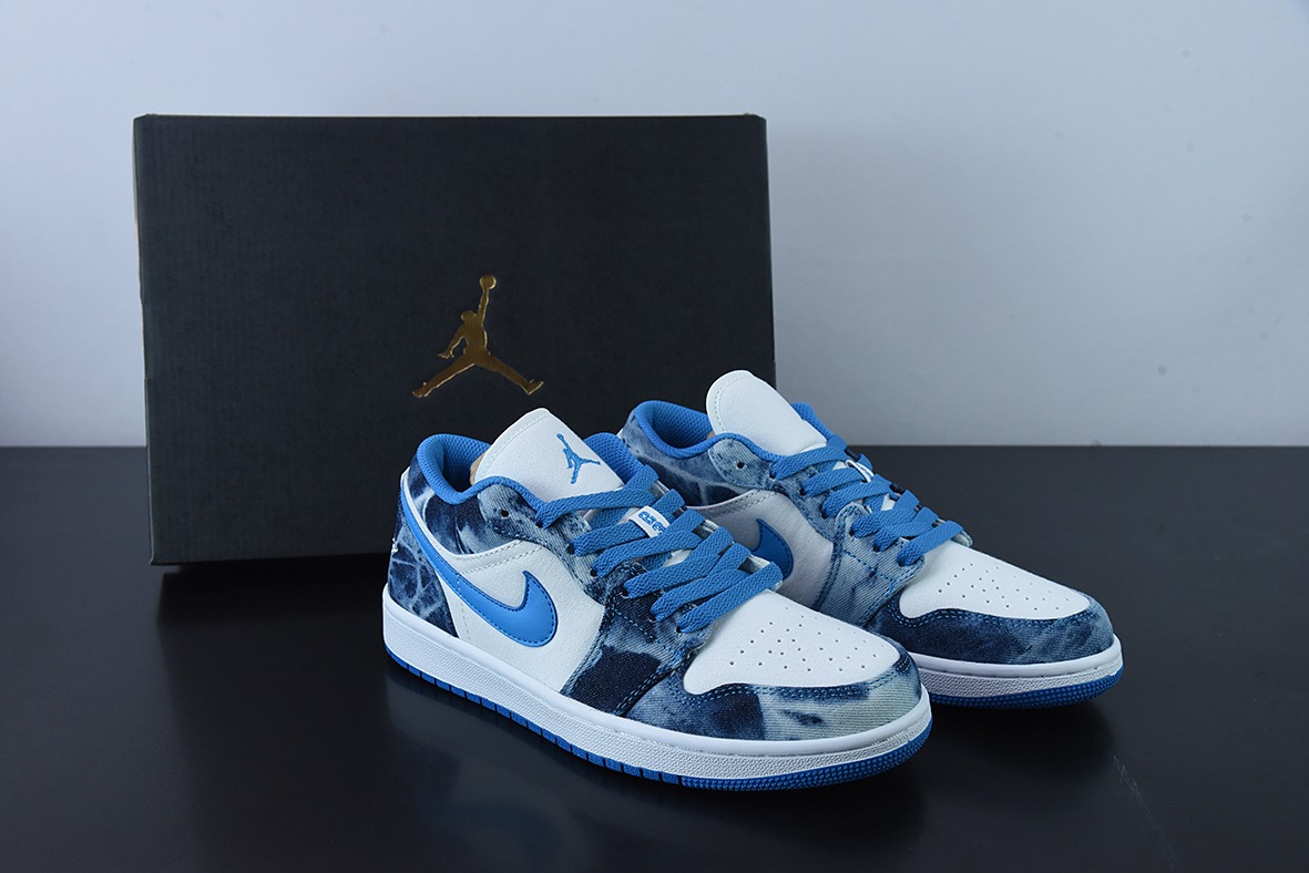 Air Jordan 1 Low 水洗单宁 牛仔蓝 AJ1乔1低帮休闲板鞋 货号:DM8947 100