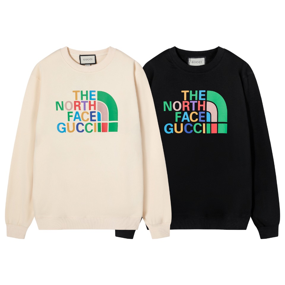 Gucci + TNF联名款 胸口彩色印花LOGO圆领卫衣男女同款