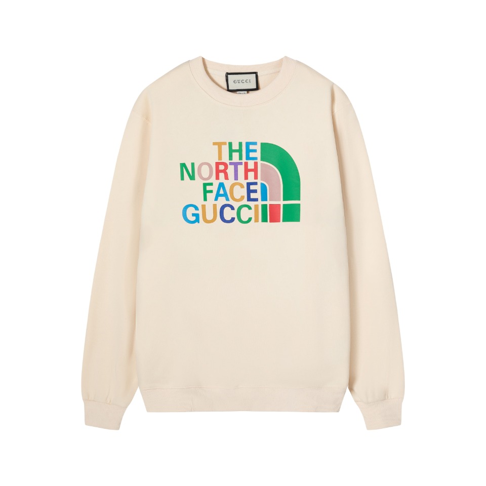 Gucci + TNF联名款 胸口彩色印花LOGO圆领卫衣男女同款