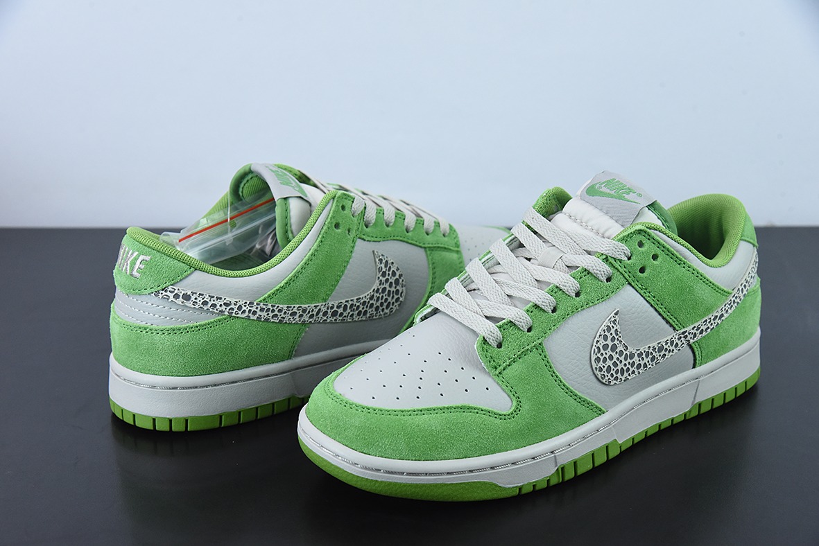 NK SB Dunk Low “豹纹勾”白绿 货号:DR0156-300 运动休闲低帮板鞋货号:DR0156-300