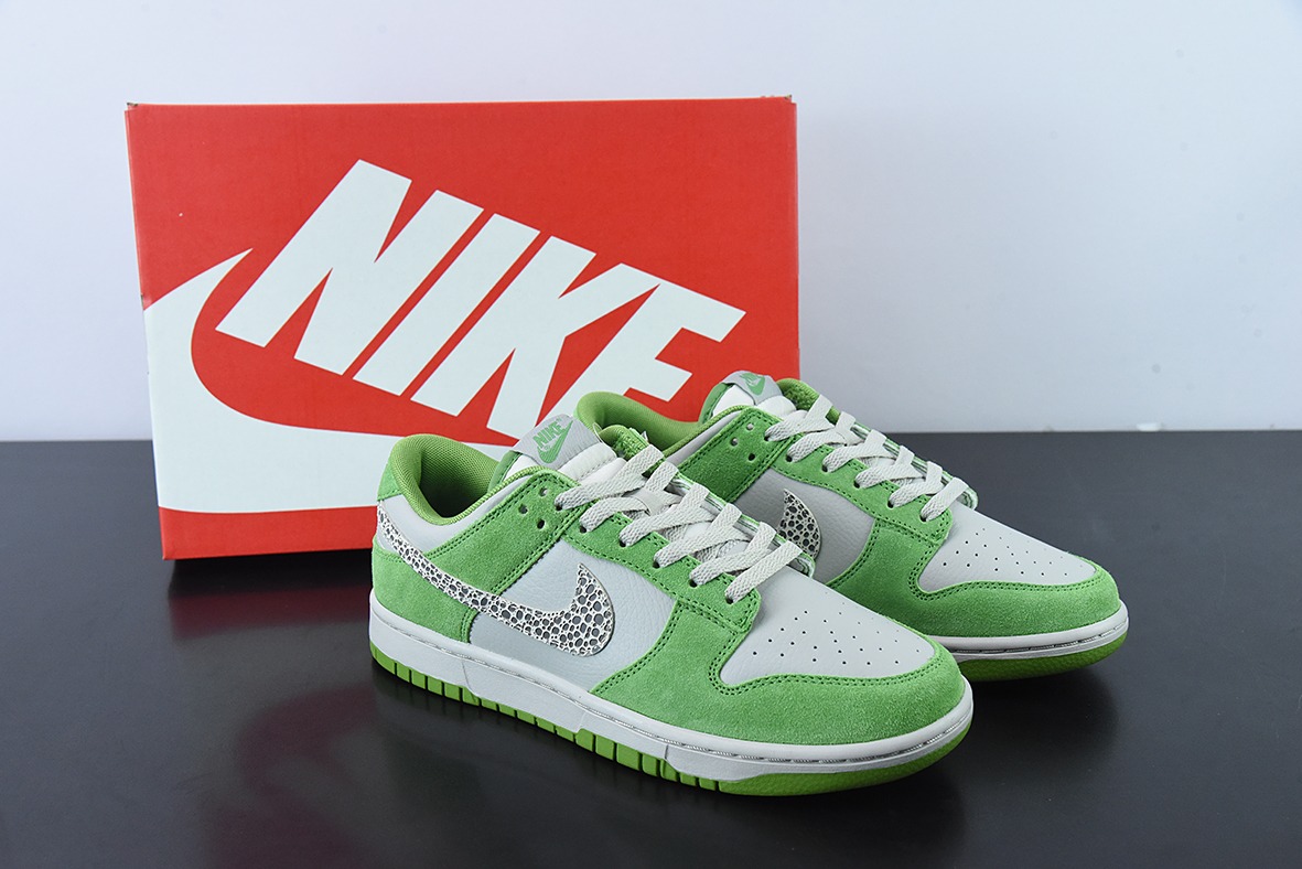 NK SB Dunk Low “豹纹勾”白绿 货号:DR0156-300 运动休闲低帮板鞋货号:DR0156-300