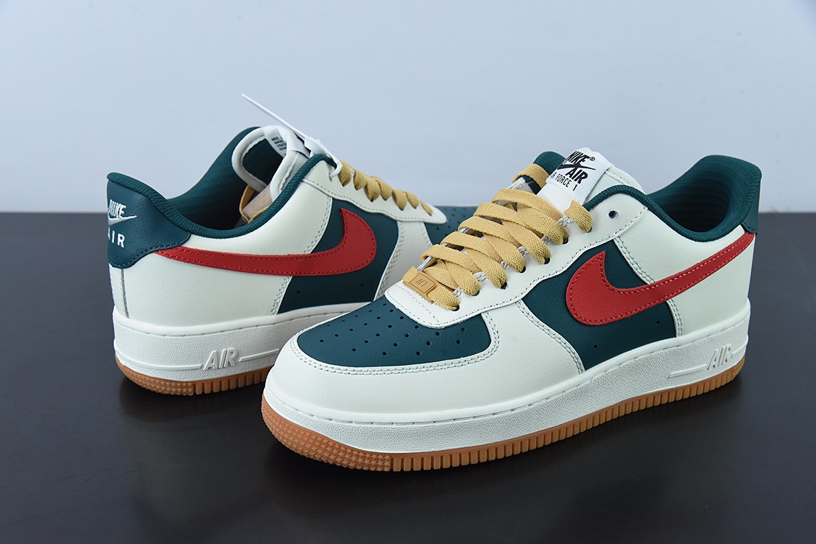 Nike By You Air Force 1'07 Low Retro SP空军一号低帮白绿暗红”货号:FD9063-163