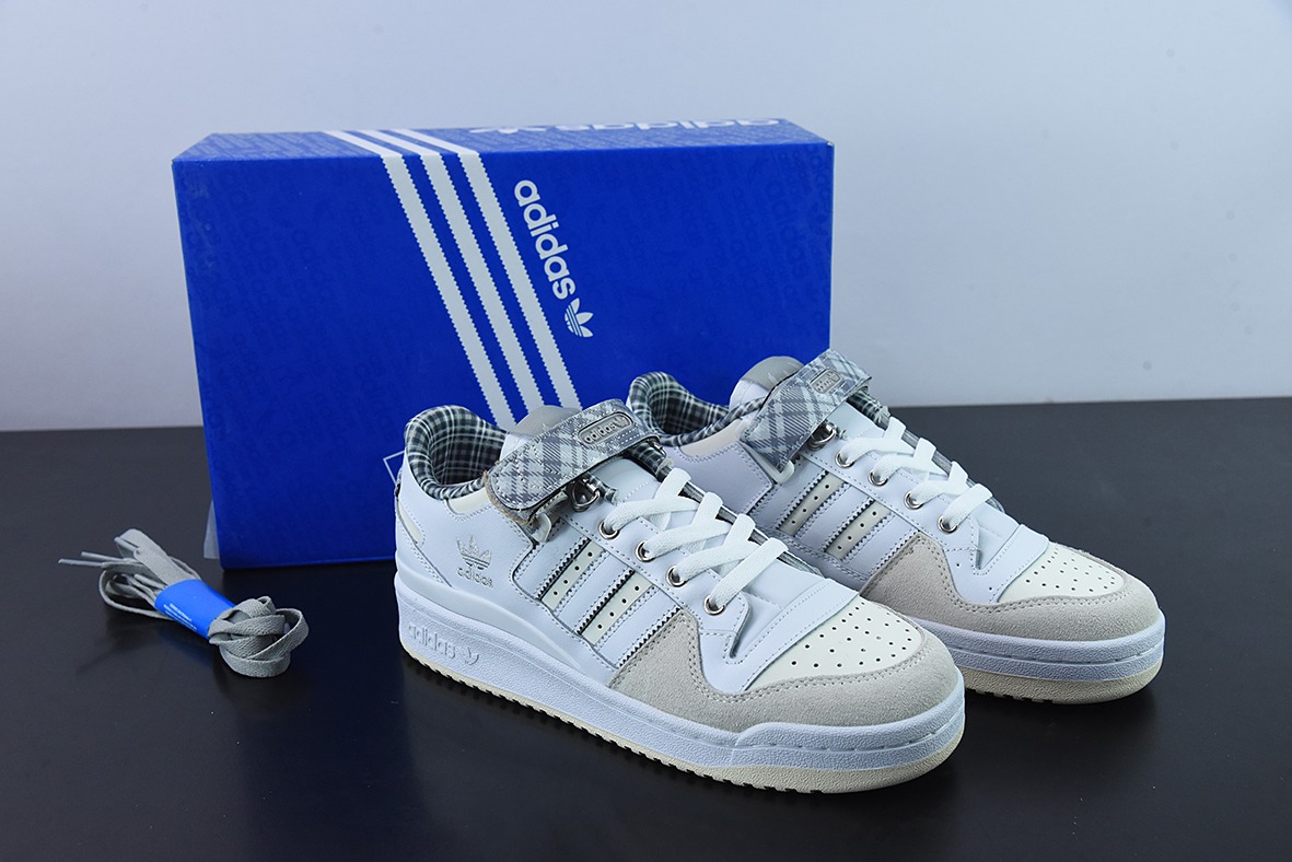 Adidas Originals Forum 84 Low 灰白格子布低帮休闲板鞋 货号 FZ5627