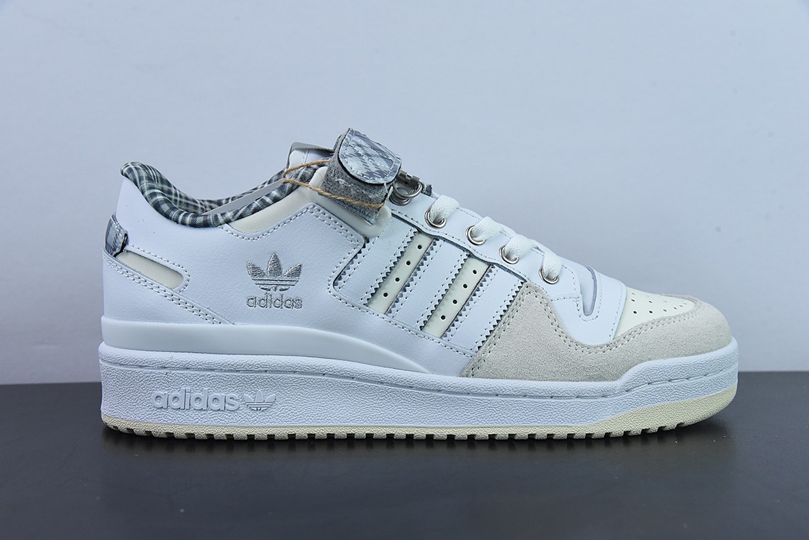 Adidas Originals Forum 84 Low 灰白格子布低帮休闲板鞋 货号 FZ5627