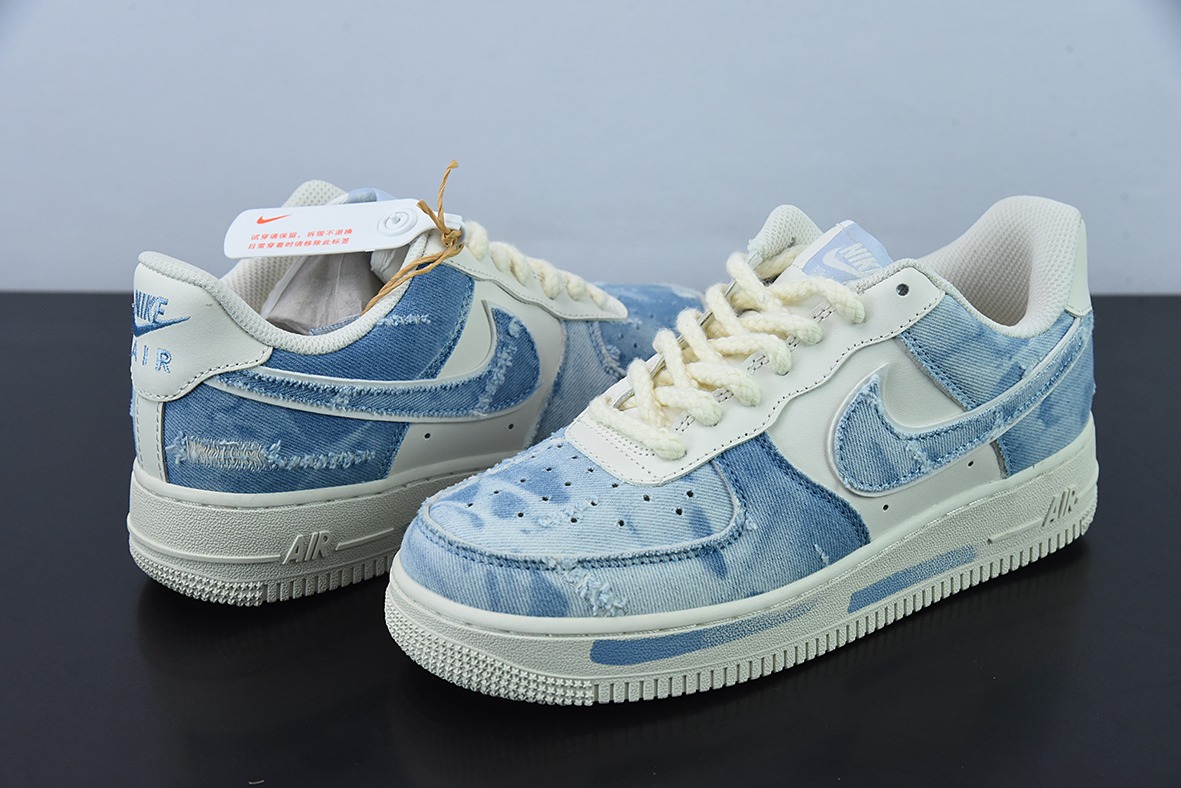 NK Air Force 1 Low 空军一号低帮百搭休闲运动板鞋 水洗牛仔破洞 货号:CW1888-611