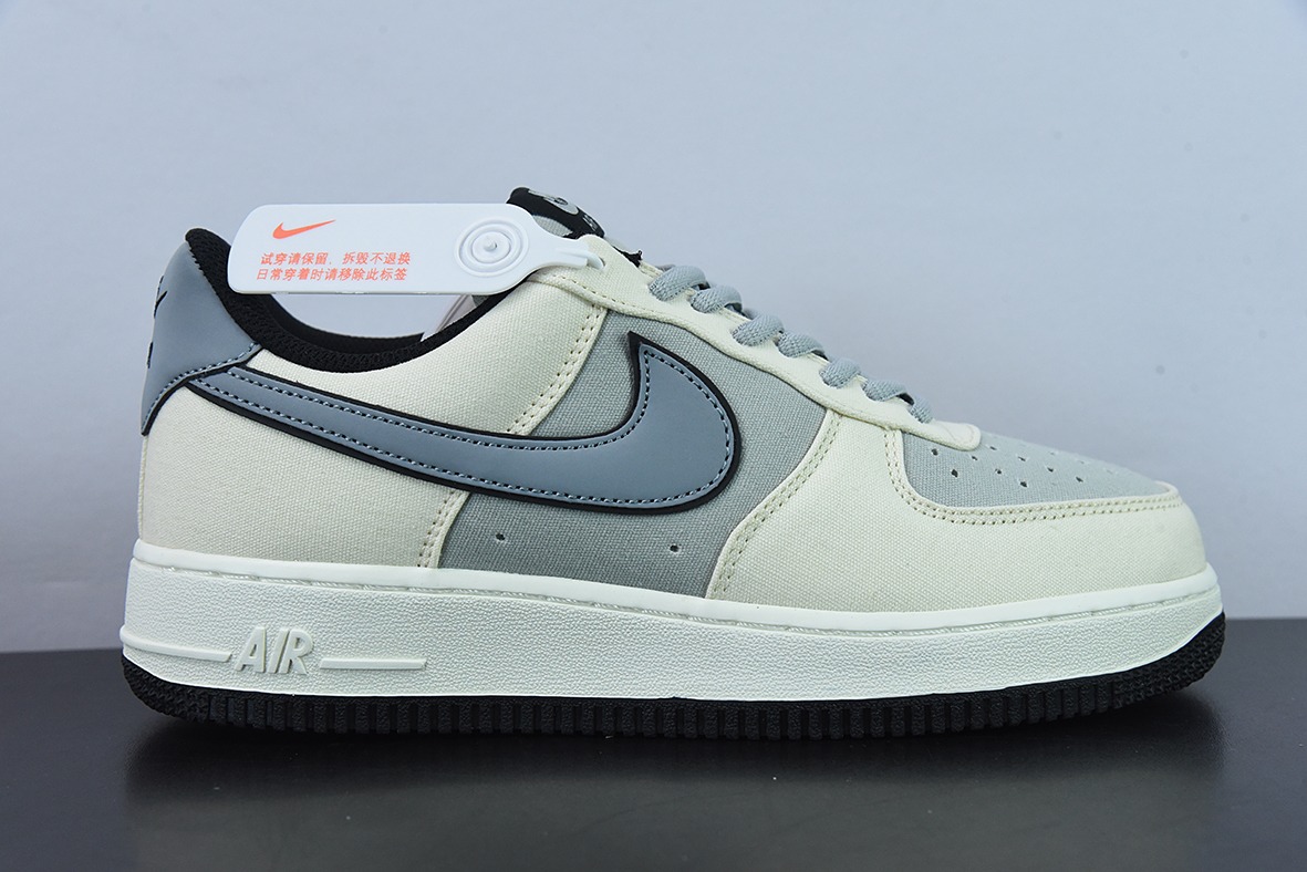 Air Force 1’07 Low QS"Milk White/Fog Blue"空军一号“ 拼接帆布奶白雾蓝”低帮休闲板鞋 货号DG2296-020