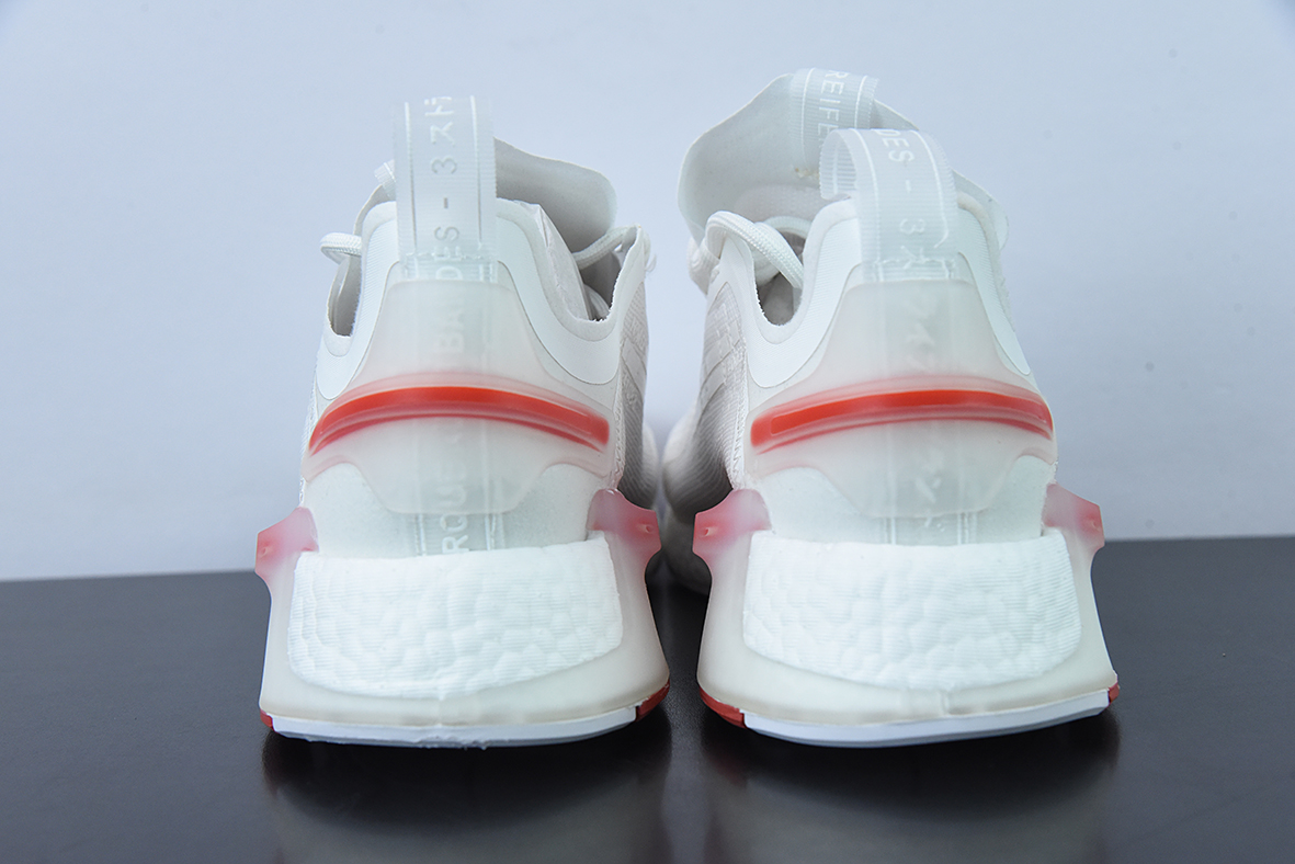 阿迪达斯Adidas NMD_V3 Boost"OG White"飞织系列低帮爆米花缓震百搭休闲运动跑步鞋“针织白宝蓝红”GX3379