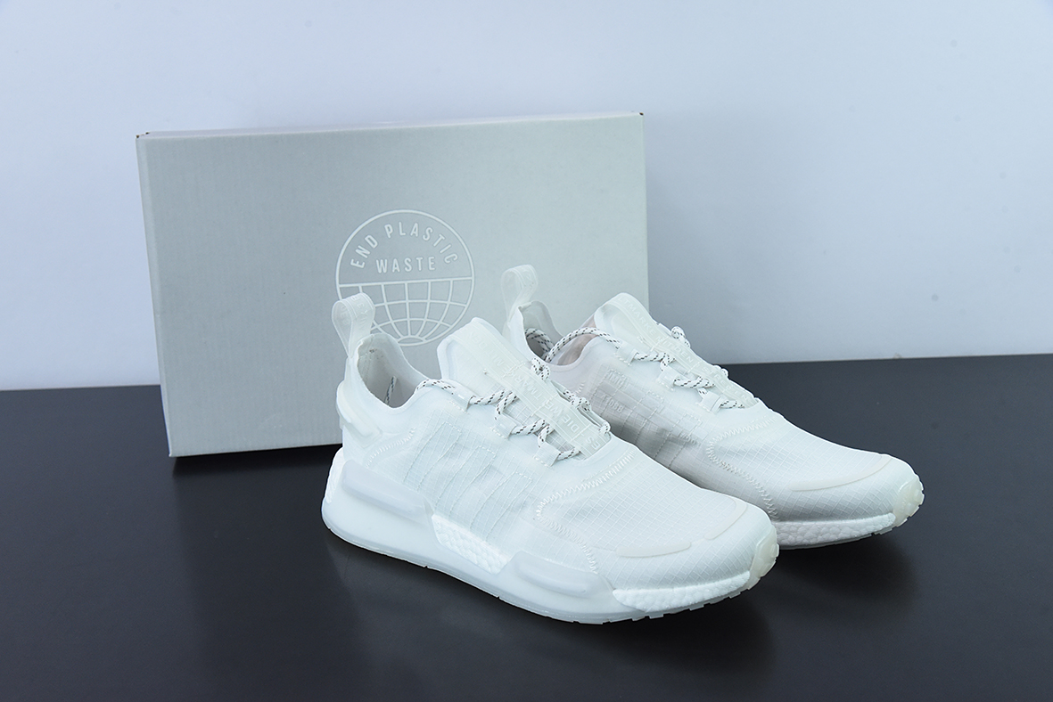 阿迪达斯Adidas NMD_V3 Boost"OG White"飞织系列低帮爆米花缓震百搭休闲运动跑步鞋“纯白”GX3374