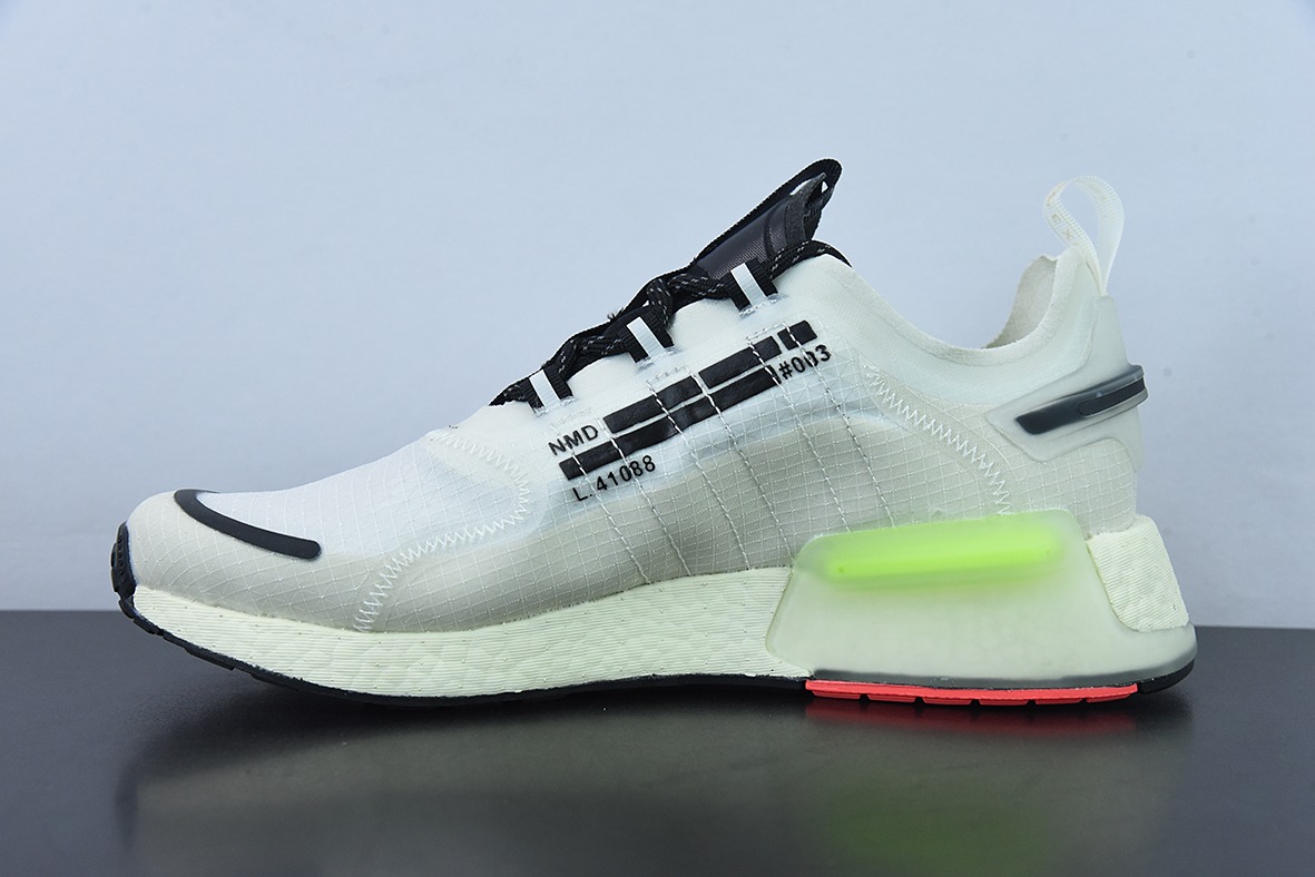 阿迪达斯Adidas NMD_V3 Boost"OG White"飞织系列低帮爆米花缓震百搭休闲运动跑步鞋“白黑绿”GW3063