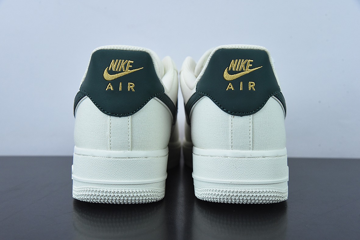 Nk Air Force 1 Low 07 帆布米白暗绿金迷你双钩子 空军一号低帮板鞋官方货号:MN5696-309