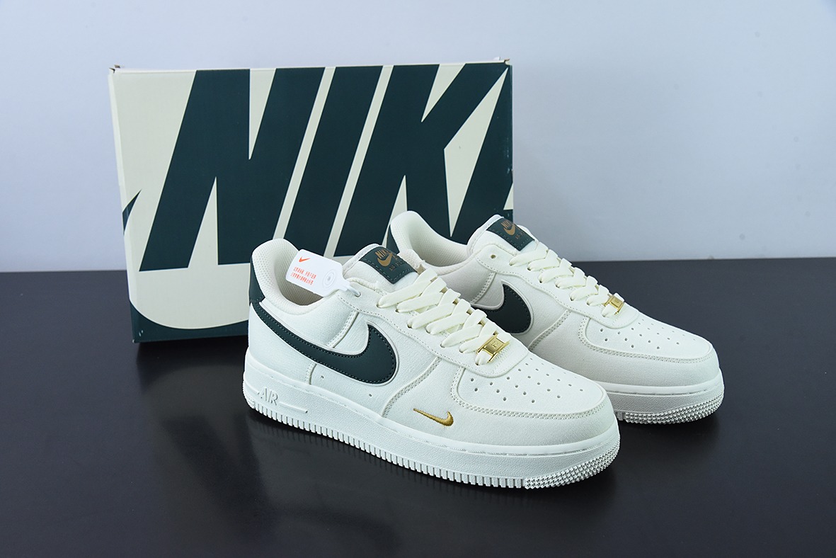 Nk Air Force 1 Low 07 帆布米白暗绿金迷你双钩子 空军一号低帮板鞋官方货号:MN5696-309