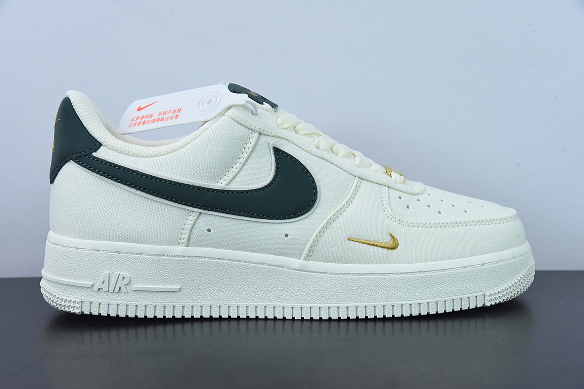 Nk Air Force 1 Low 07 帆布米白暗绿金迷你双钩子 空军一号低帮板鞋官方货号:MN5696-309