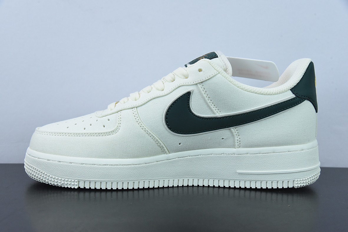 Nk Air Force 1 Low 07 帆布米白暗绿金迷你双钩子 空军一号低帮板鞋官方货号:MN5696-309