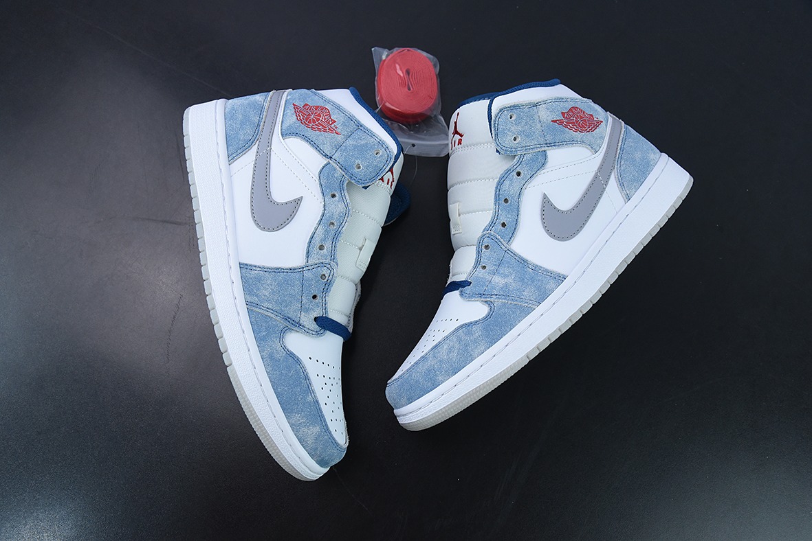Air Jordan 1 Mid AJ1白蓝 薄荷糖 水洗蓝 中帮篮球鞋货号:DN3706-401