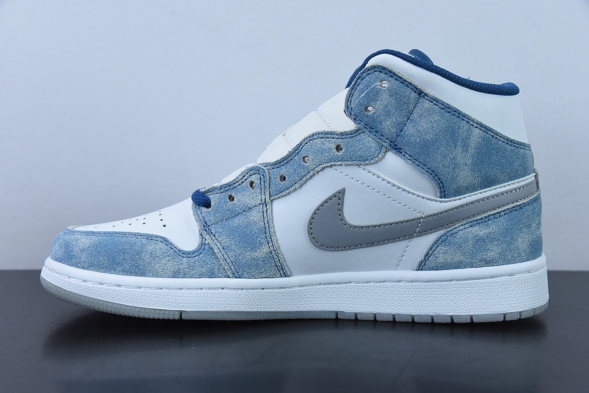 Air Jordan 1 Mid AJ1白蓝 薄荷糖 水洗蓝 中帮篮球鞋货号:DN3706-401