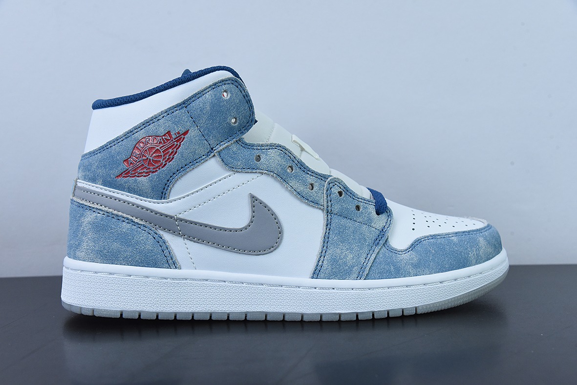 Air Jordan 1 Mid AJ1白蓝 薄荷糖 水洗蓝 中帮篮球鞋货号:DN3706-401