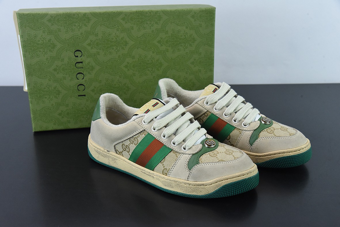 Gucci 古驰  Screener GG珐琅 复古做旧小脏板鞋