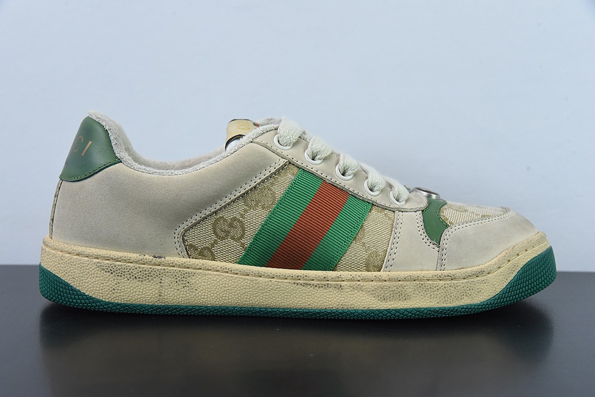 Gucci 古驰  Screener GG珐琅 复古做旧小脏板鞋