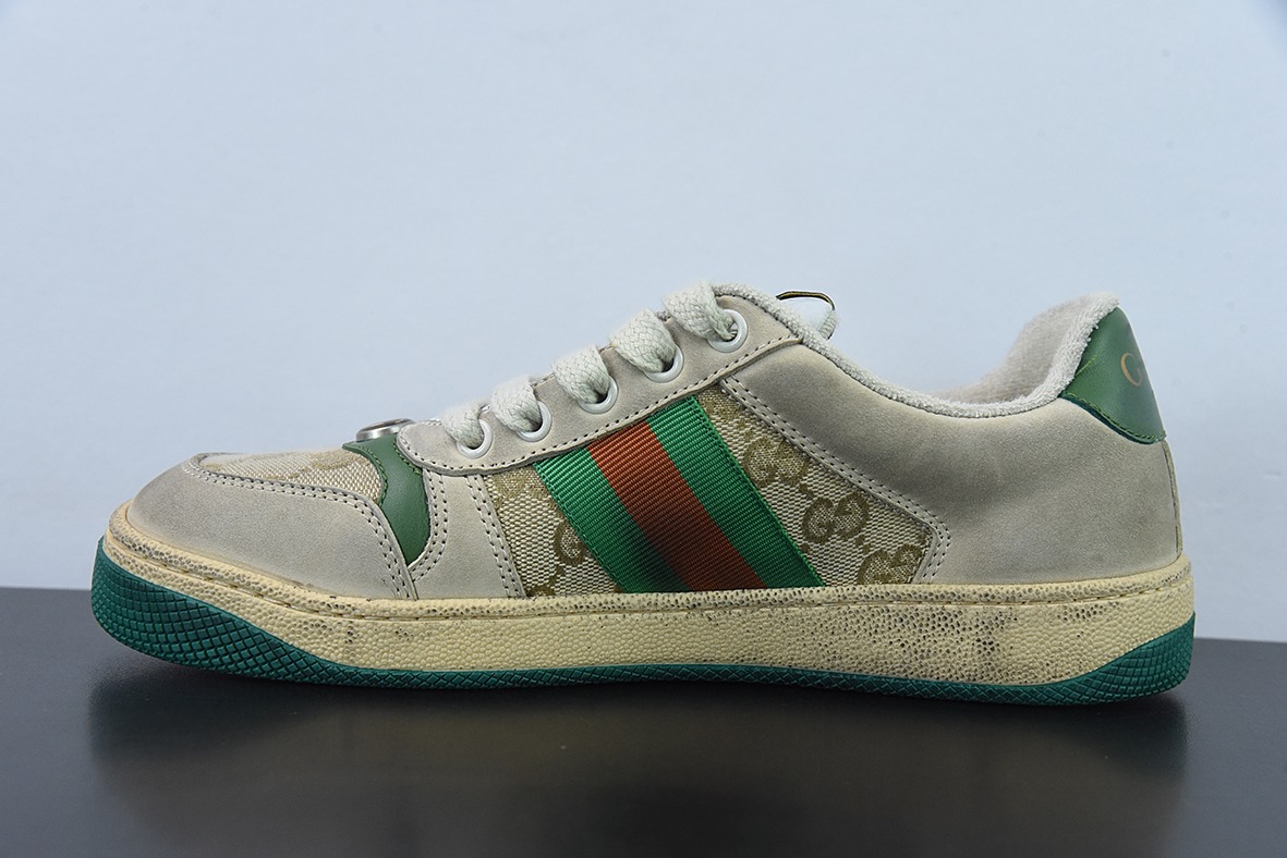 Gucci 古驰  Screener GG珐琅 复古做旧小脏板鞋