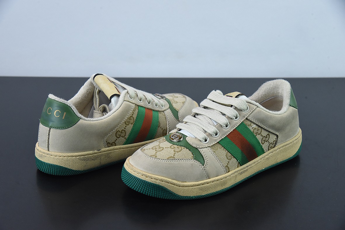 Gucci 古驰  Screener GG珐琅 复古做旧小脏板鞋