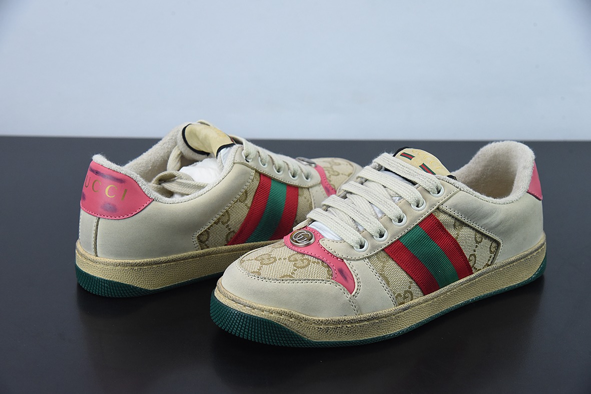 Gucci 古驰  Screener GG珐琅 复古做旧小脏板鞋