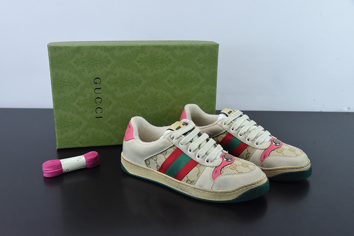 Gucci 古驰  Screener GG珐琅 复古做旧小脏板鞋