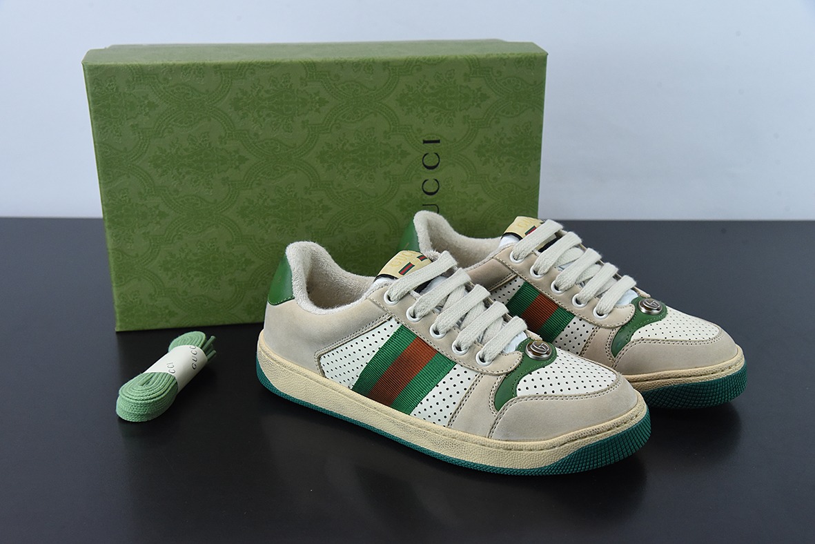 Gucci 古驰  Screener GG珐琅 复古做旧小脏板鞋
