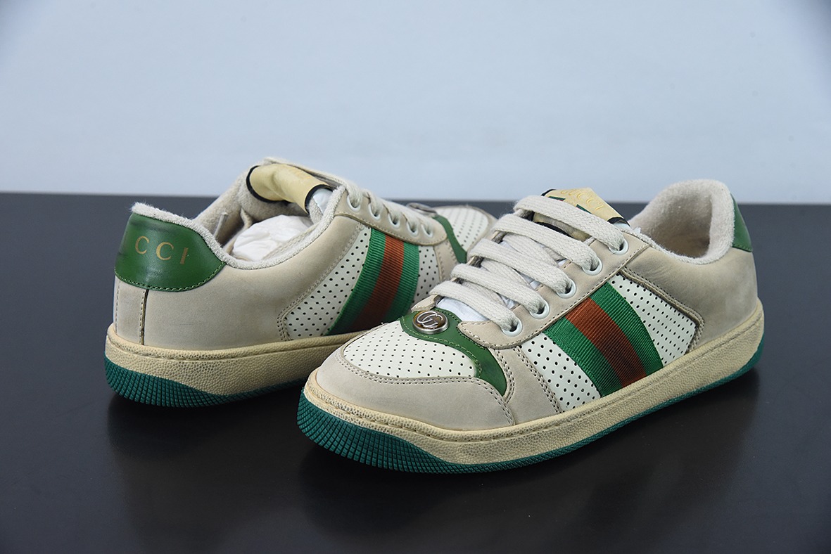 Gucci 古驰  Screener GG珐琅 复古做旧小脏板鞋