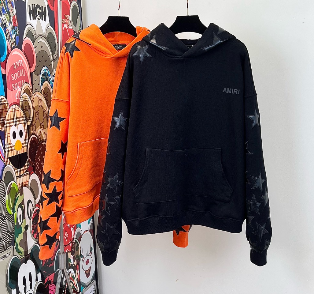 Amiri Clothing Hoodies Black Orange Fall/Winter Collection Hooded Top