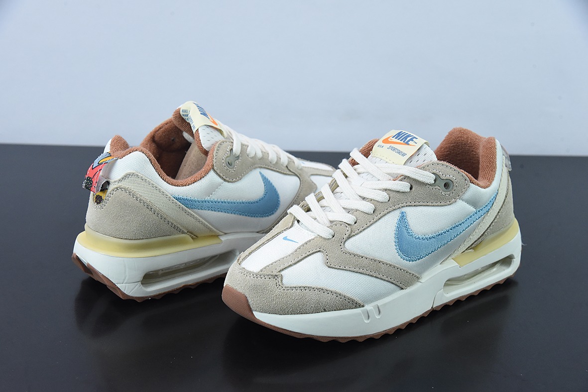 NK 秋季新款AIR MAX气垫运动轻便缓震跑步鞋 白蓝棕色 货号：DV4248-141