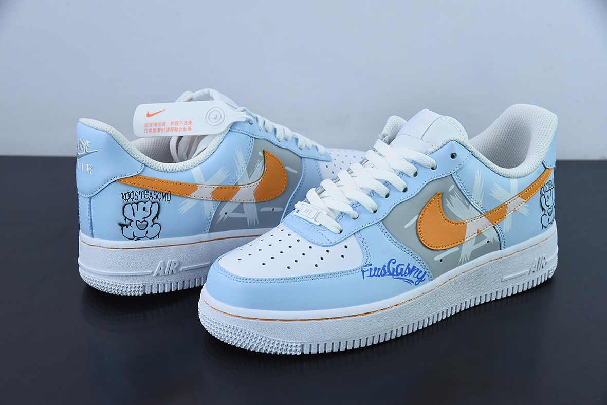 Nike Air Force 1 ’07 白蓝二次元涂鸦 空军一号低帮百搭休闲运动板鞋货号:CW2288-669