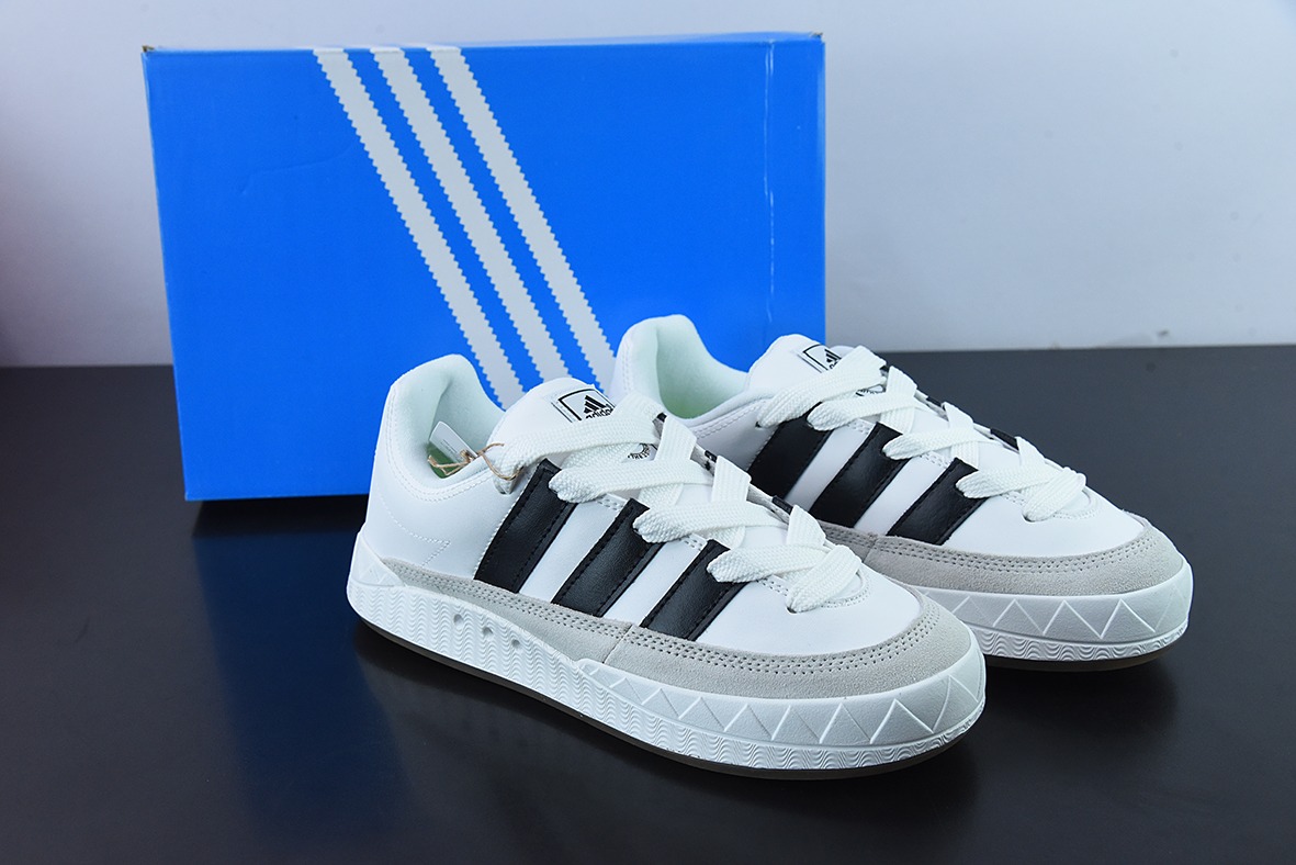 阿迪达斯 Originals Adimatic Low"White/Black/Grey"马蒂奇系列低帮复古鲨鱼面包休闲运动休闲滑板板鞋“白黑浅灰”DB2911