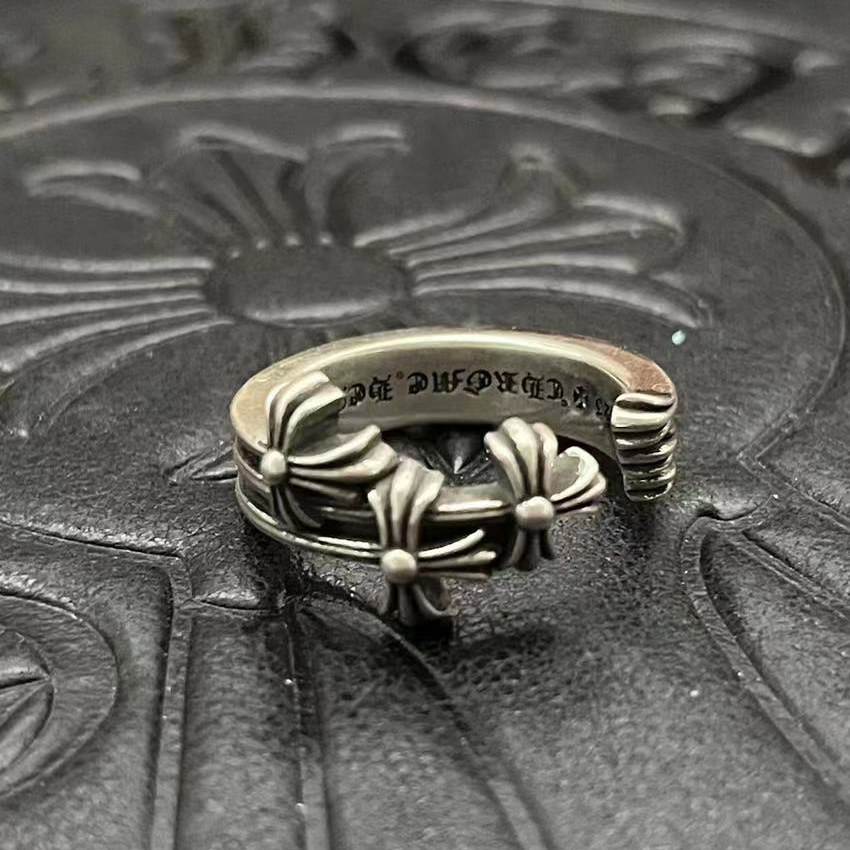 Chrome Hearts CHROME HEARTS高版本克罗心开口十字花戒指
