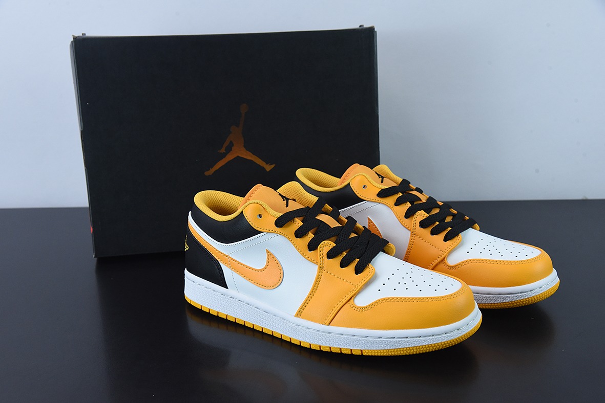 Air Jordan AJ1 Low 低帮系列 黑白黄出租车低帮休闲男士板鞋 553558-701