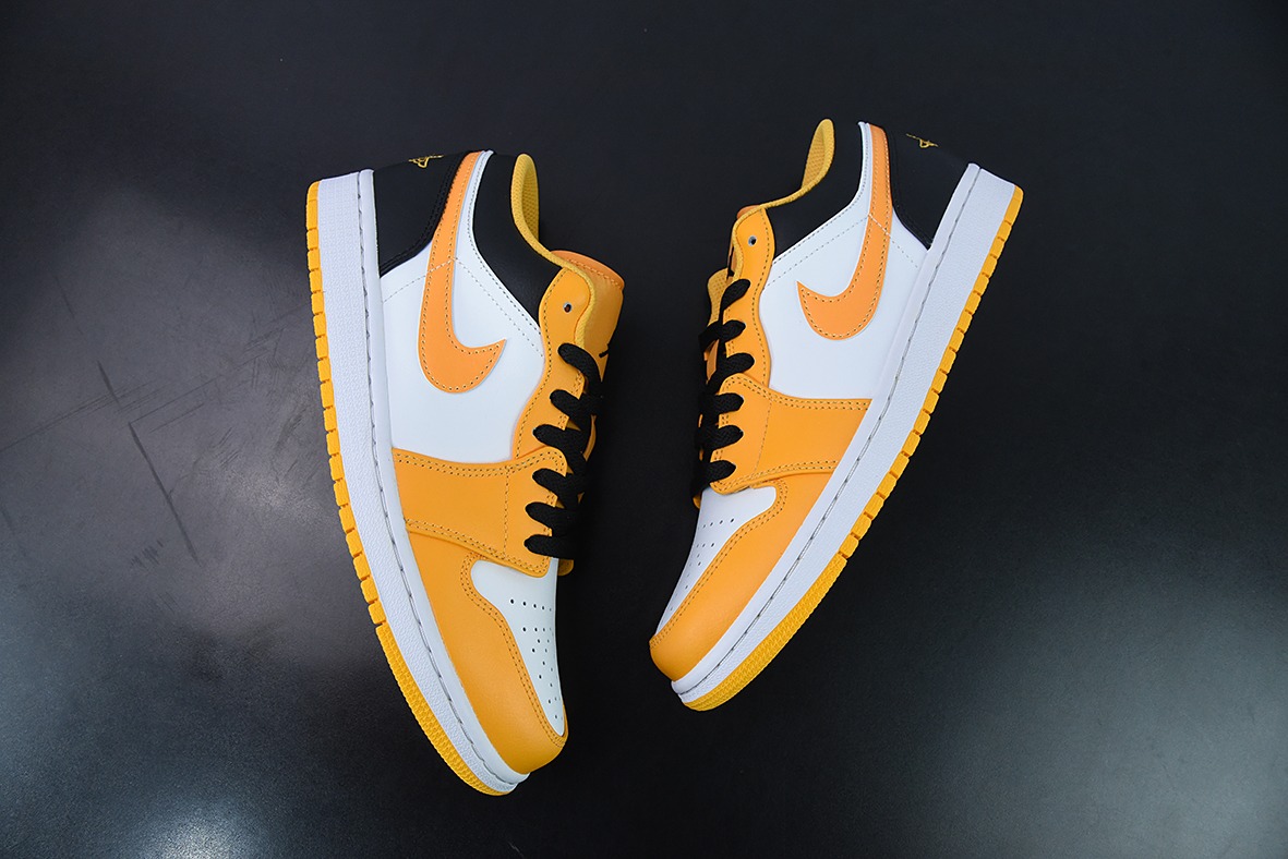 Air Jordan AJ1 Low 低帮系列 黑白黄出租车低帮休闲男士板鞋 553558-701