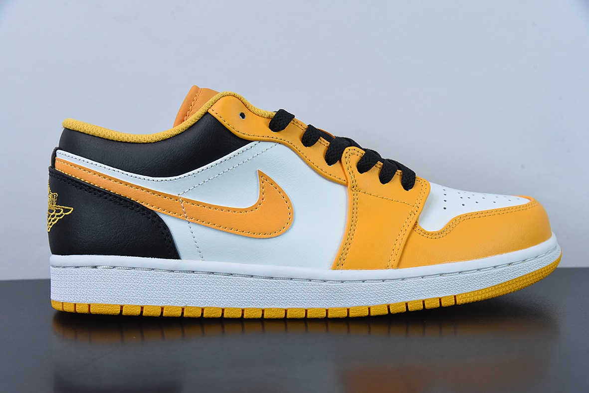 Air Jordan AJ1 Low 低帮系列 黑白黄出租车低帮休闲男士板鞋 553558-701